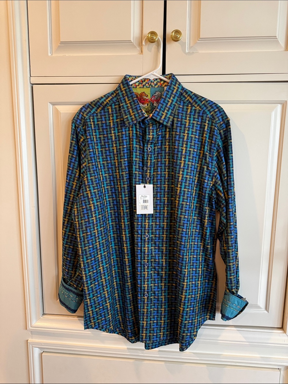 Robert Graham Blue Multicolor Geometric Button-Down Shirt